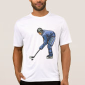 Ice Hockey Player in Blue Uniform Tシャツ (正面)