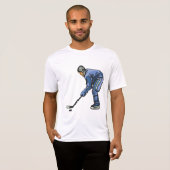 Ice Hockey Player in Blue Uniform Tシャツ (正面フル)