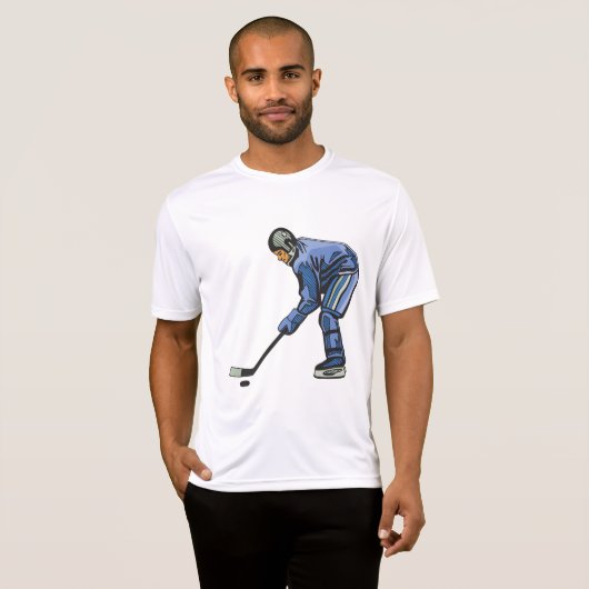 Ice Hockey Player in Blue Uniform Tシャツ (正面フル)