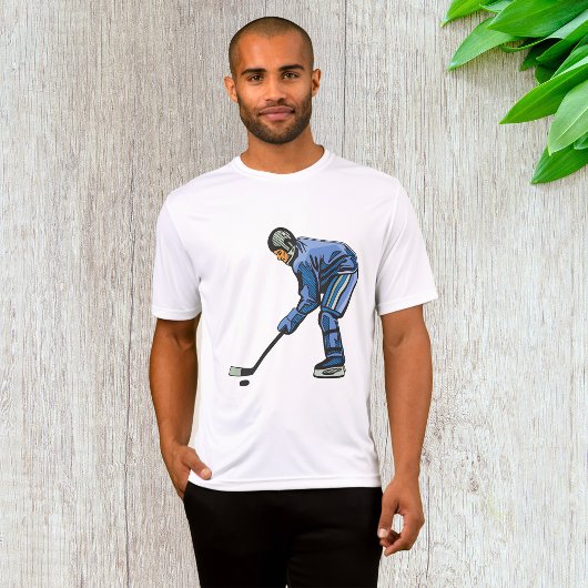 Ice Hockey Player in Blue Uniform Tシャツ