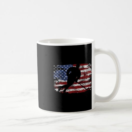 Ice Hockey Player Usa American Flag 4th Of July Gi コーヒーマグカップ (右)