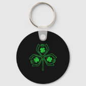 Ice Hockey Shamrock Clover St Patricks Day Player  キーホルダー (正面)