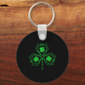 Ice Hockey Shamrock Clover St Patricks Day Player  キーホルダー (正面)