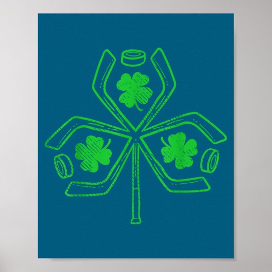 Ice Hockey Shamrock Clover St Patricks Day Player  ポスター (正面)