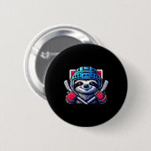 Ice Hockey Sloth Ready To Score Fun Graphic  缶バッジ (正面&裏面)