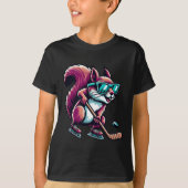 Ice Hockey Squirrel Cool Gles Skating  Tシャツ (正面)