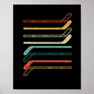 Ice hockey stick player fans silhouette winter ポスター