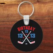 Ice Hockey Thirteen Birthday Boy 13th Party Boys A キーホルダー (正面)