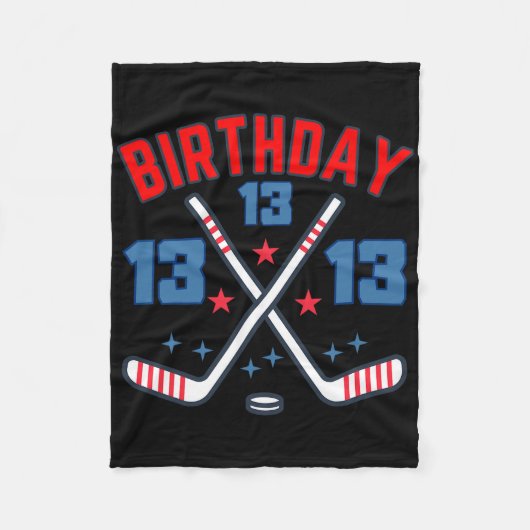 Ice Hockey Thirteen Birthday Boy 13th Party Boys A フリースブランケット (正面)