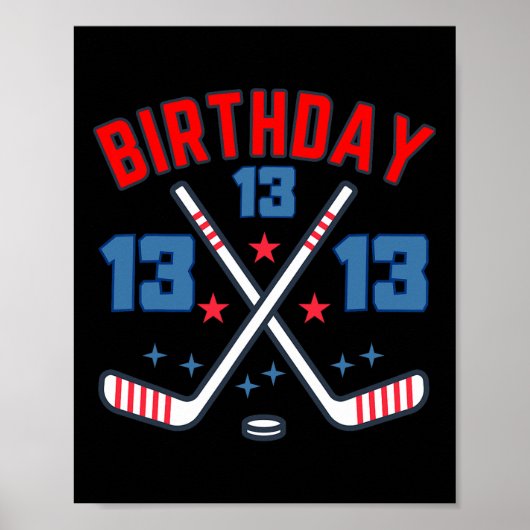 Ice Hockey Thirteen Birthday Boy 13th Party Boys A ポスター (正面)