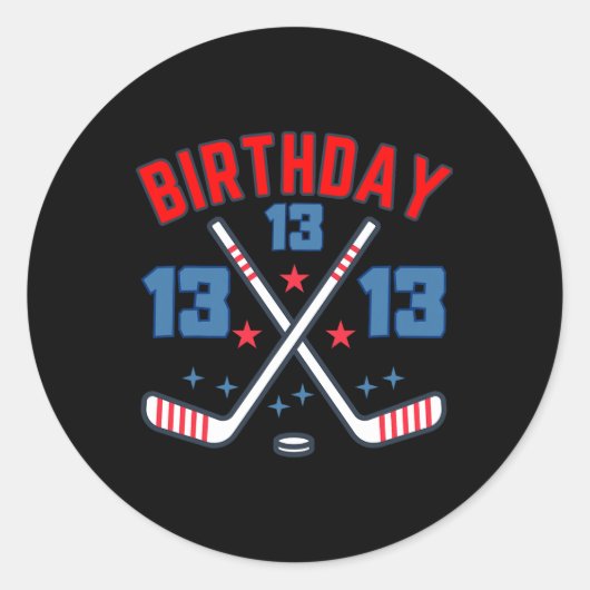 Ice Hockey Thirteen Birthday Boy 13th Party Boys A ラウンドシール (正面)