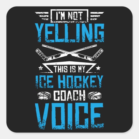 Ice Hockey Yelling Coach スクエアシール (正面)