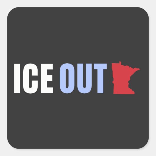 ICE OUT トランプ反対 スクエアシール (正面)