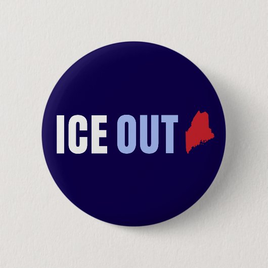 ICE OUT メイン州 トランプ反対 缶バッジ (正面)