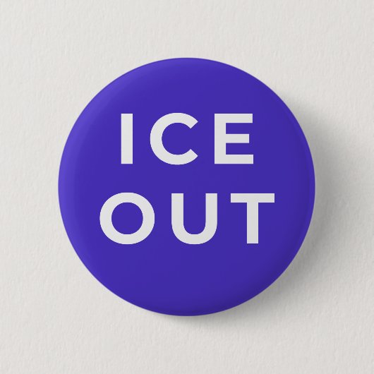 ICE OUT 抗議バッジ｜大胆な移民の正義 缶バッジ (正面)