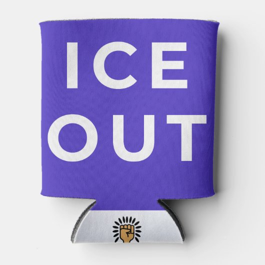 ICE OUT 缶クーラー | 移民の正義を求める抗議 (正面)