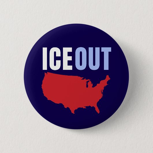 ICE OUT Anti Trump USA 缶バッジ (正面)