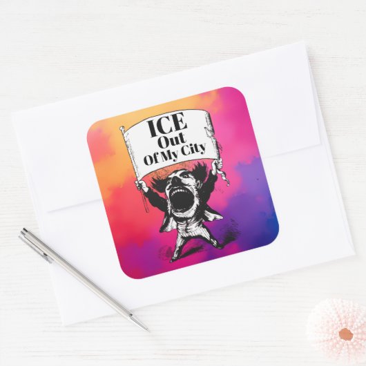 ICE Out of My City Sticker スクエアシール (封筒)