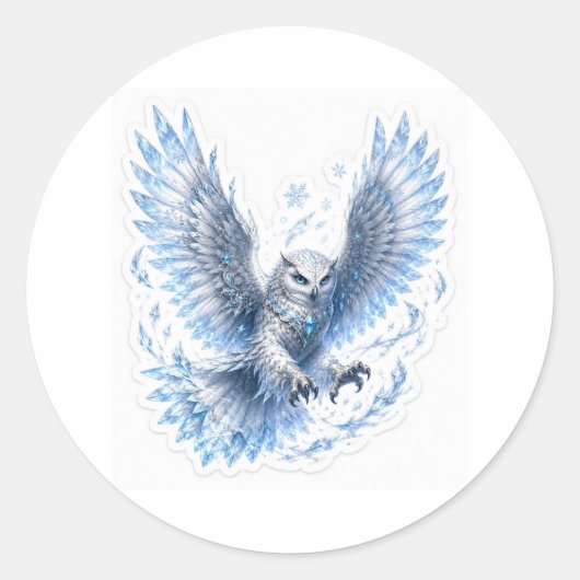 Ice Owl Sticker ラウンドシール (正面)