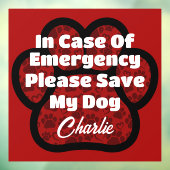 ICE Pet Safety Alertレッドポープリントハート名 ウィンドウサイン (シート3)