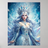 Ice Queen Fantasy – Winter Goddess Portrait Art ポスター (正面)