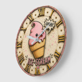 Ice Scream Funny Ice Cream Cute Kawaii Kitchen ラージ壁時計 (傾斜)