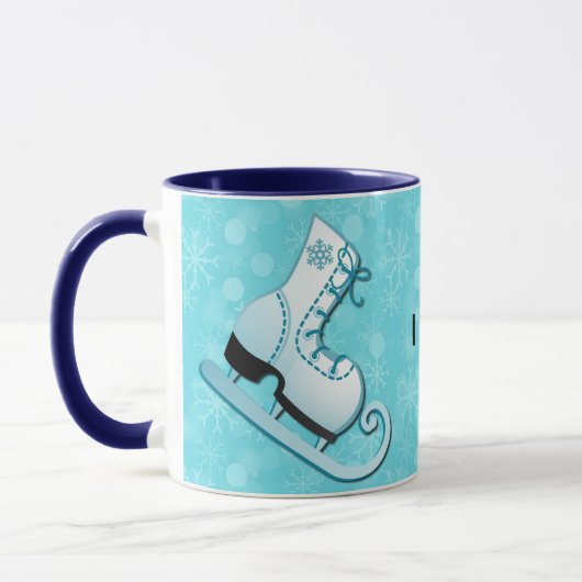 Ice Skate I Skate Personalized Mug Cup in Blue マグカップ (左)