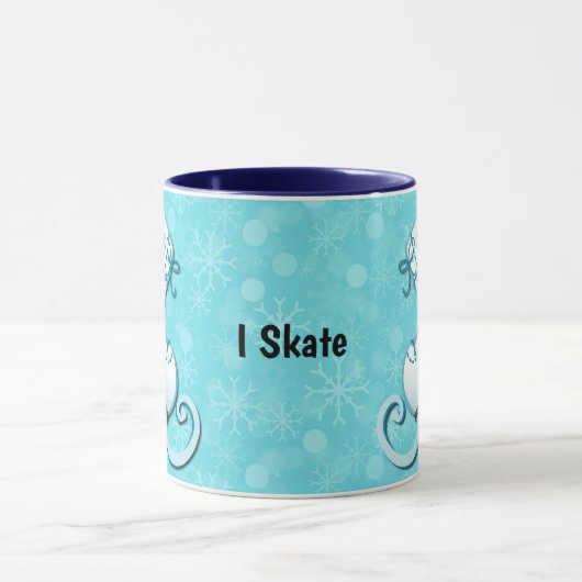 Ice Skate I Skate Personalized Mug Cup in Blue マグカップ (中央)