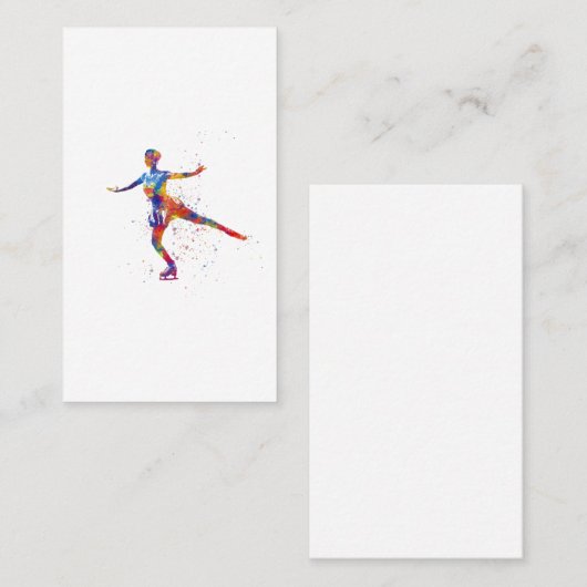 Ice skater in watercolor 名刺 (正面/裏面)