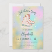 Ice skates Colorful Holographic Birthday 招待状 (正面)