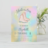 Ice skates Colorful Holographic Birthday 招待状 (スタンド正面)