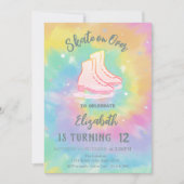 Ice skates Colorful Tie Dye Birthday 招待状 (正面)