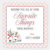 Ice Skates Favorite Things Christmas スクエアシール (正面)