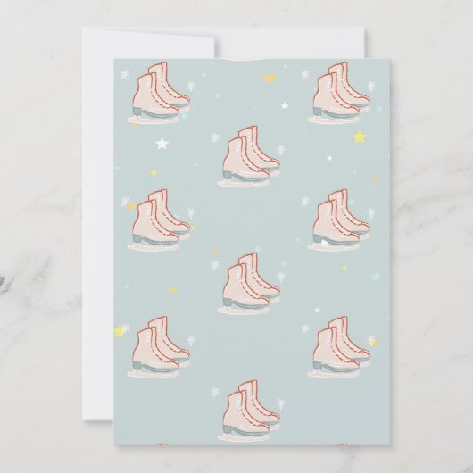 Ice skates Snowflakes Mint Green Birthday 招待状 (裏面)