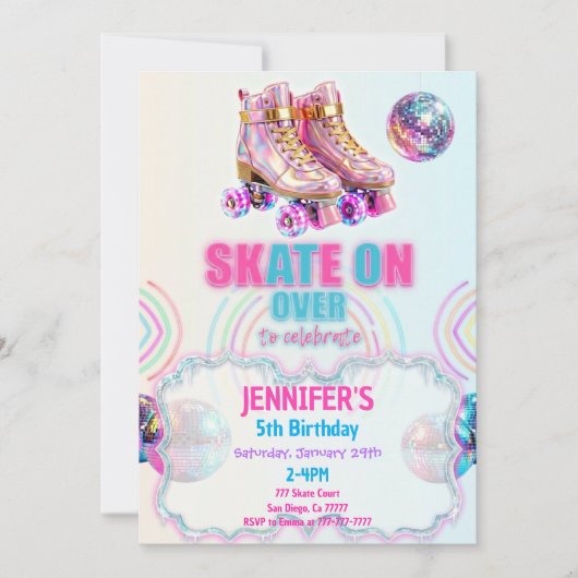 Ice Skating Birthday Invitation 招待状 (正面)