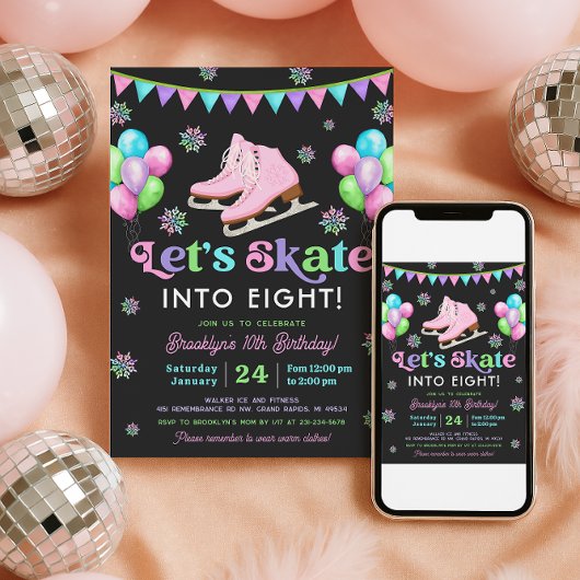 Ice Skating Birthday Invitation 招待状