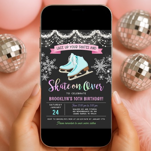 Ice Skating Birthday Invitation 招待状