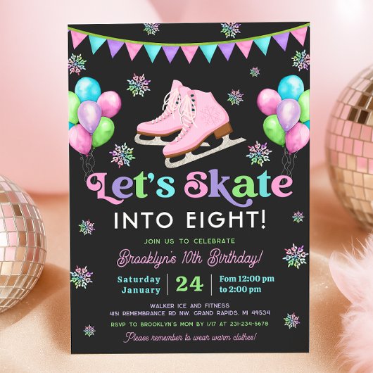 Ice Skating Birthday Invitation 招待状