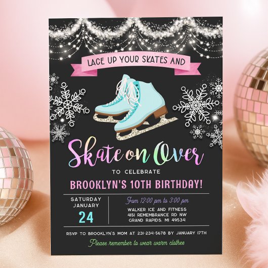 Ice Skating Birthday Invitation 招待状