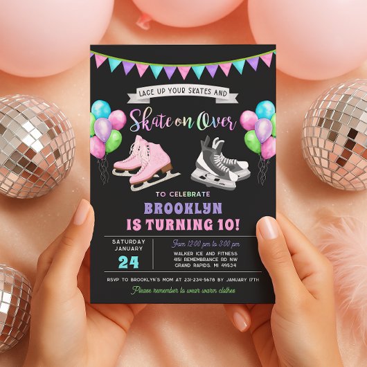 Ice Skating Birthday Invitation 招待状