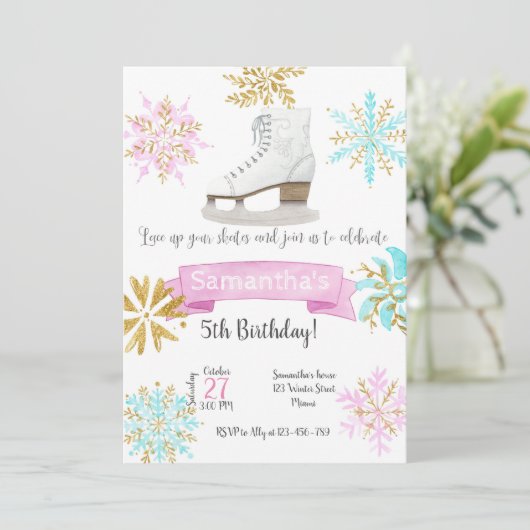 Ice Skating Birthday Invitation 招待状 (スタンド正面)
