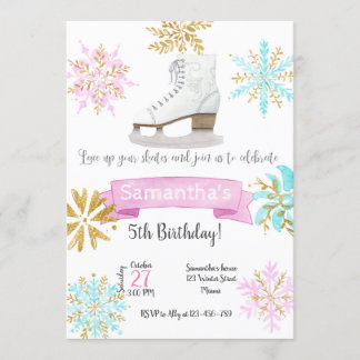 Ice Skating Birthday Invitation 招待状