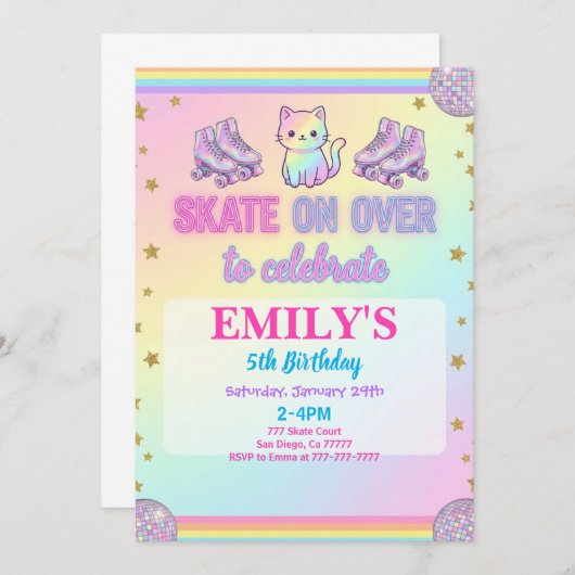 Ice Skating Birthday Party Invitation 招待状 (正面/裏面)