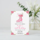 Ice Skating Birthday Party Pink ポストカード (スタンド正面)