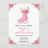 Ice Skating Birthday Party Pink ポストカード (正面)