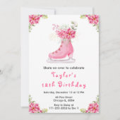 Ice Skating Birthday Party Pink 招待状 (正面)