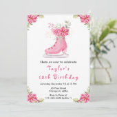Ice Skating Birthday Party Pink 招待状 (スタンド正面)