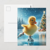 Ice Skating Christmas Duckling ポストカード (正面/裏面)
