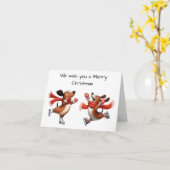 Ice Skating Dachshunds Christmas Card カード (黄色い花)