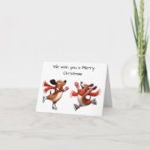 Ice Skating Dachshunds Christmas Card カード (正面)